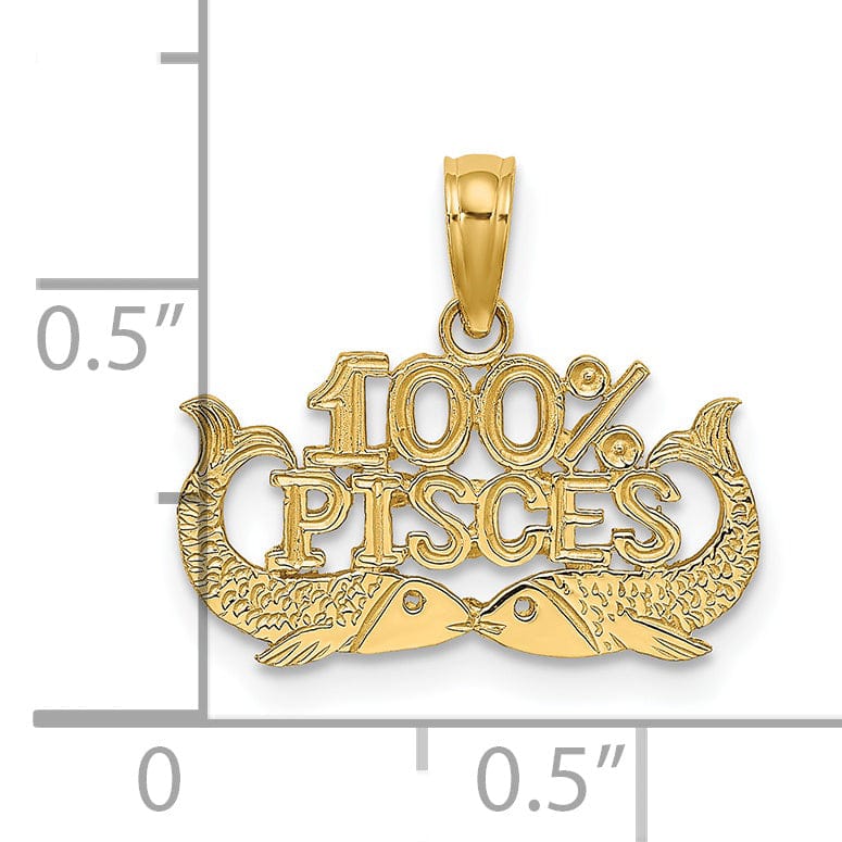 Lovely Rita's Pendants & Charms 14K Yellow Gold Polished Textured Finish 100% Zodiac PISCES Charm Pendant