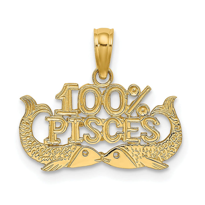 Lovely Rita's Pendants & Charms 14K Yellow Gold Polished Textured Finish 100% Zodiac PISCES Charm Pendant
