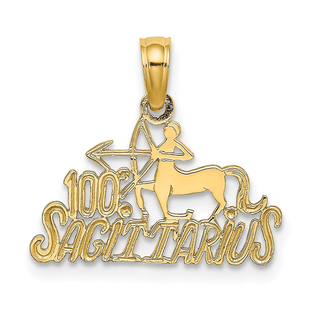 Lovely Rita's Pendants & Charms 14K Yellow Gold Polished Textured Finish 100% Zodiac SAGITTARIUS Charm Pendant