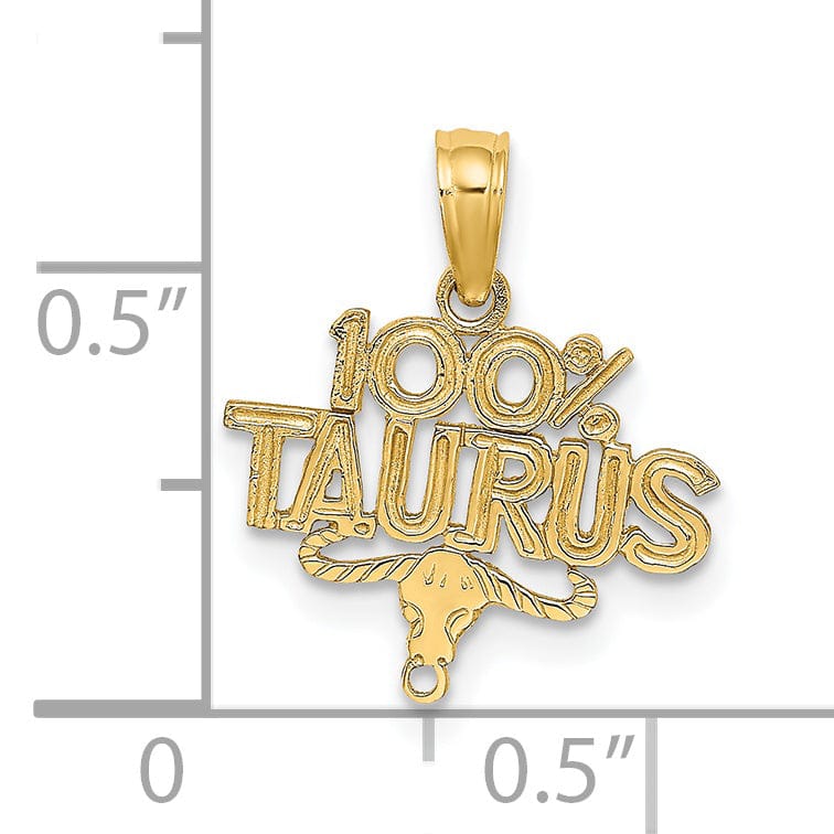 Lovely Rita's Pendants & Charms 14K Yellow Gold Polished Textured Finish 100% Zodiac TAURUS Charm Pendant