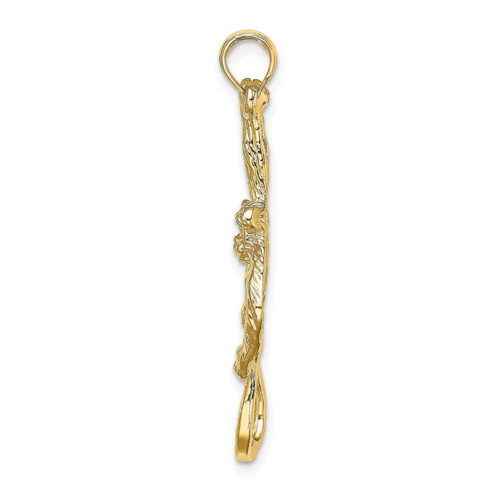 Lovely Rita's Pendants & Charms 14K Yellow Gold Polished Textured Finish 2-Dimensional Hanging Monkey Design Charm Pendant