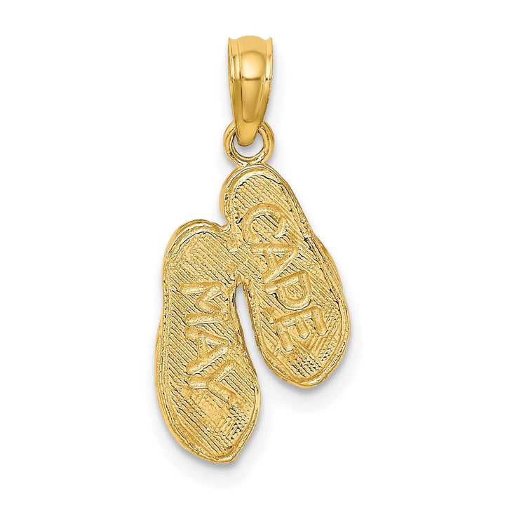 Lovely Rita's Pendants & Charms 14K Yellow Gold Polished Textured Finish 3-Dimensional CAPE MAY Double Flip-flop Sandles Charm Pendant