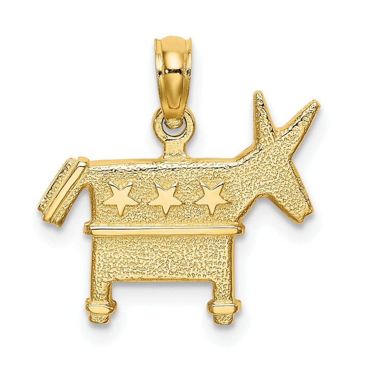 Lovely Rita's Pendants & Charms 14K Yellow Gold Polished Textured Finish 3-Dimensional Democratic Donkey Charm Pendant