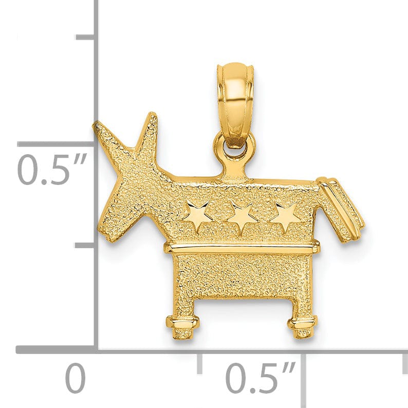 Lovely Rita's Pendants & Charms 14K Yellow Gold Polished Textured Finish 3-Dimensional Democratic Donkey Charm Pendant