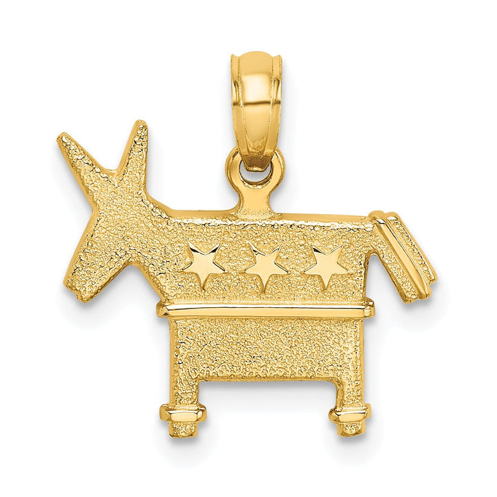 Lovely Rita's Pendants & Charms 14K Yellow Gold Polished Textured Finish 3-Dimensional Democratic Donkey Charm Pendant