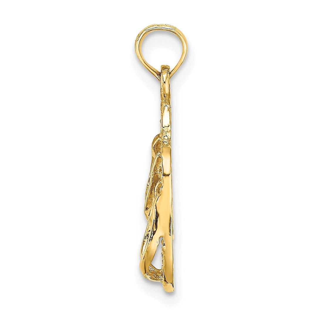 Lovely Rita's Pendants & Charms 14k Yellow Gold Polished Textured Finish 3-Dimensional DESTIN, FLORIDA Double Flip-Flop Sandles Charm Pendant