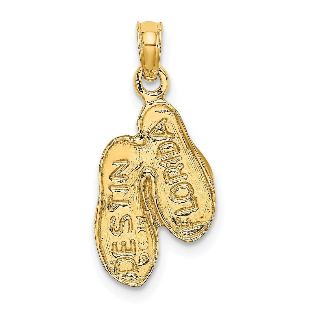 Lovely Rita's Pendants & Charms 14k Yellow Gold Polished Textured Finish 3-Dimensional DESTIN, FLORIDA Double Flip-Flop Sandles Charm Pendant