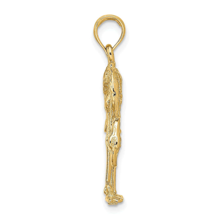 Lovely Rita's Pendants & Charms 14K Yellow Gold Polished Textured Finish 3-Dimensional Flamingo Design Charm Pendant