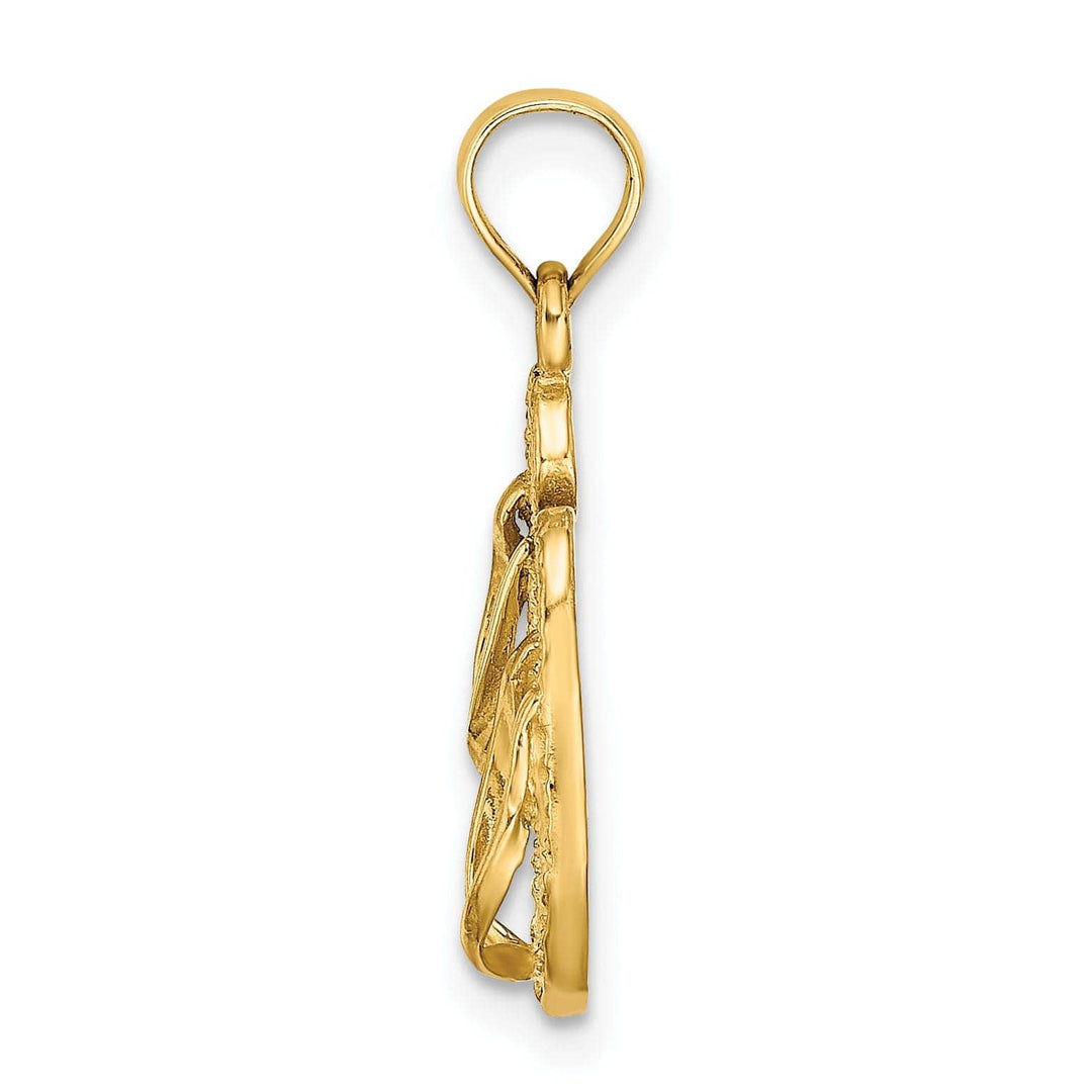 Lovely Rita's Pendants & Charms 14k Yellow Gold Polished Textured Finish 3-Dimensional FORT MYERS, FLORIDA Double Flip-Flop Sandles Charm Pendant