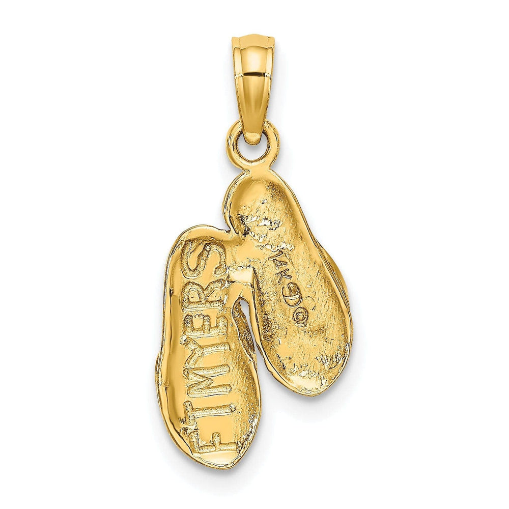 Lovely Rita's Pendants & Charms 14k Yellow Gold Polished Textured Finish 3-Dimensional FORT MYERS, FLORIDA Double Flip-Flop Sandles Charm Pendant