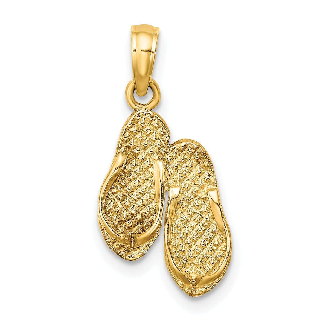 Lovely Rita's Pendants & Charms 14k Yellow Gold Polished Textured Finish 3-Dimensional FORT MYERS, FLORIDA Double Flip-Flop Sandles Charm Pendant