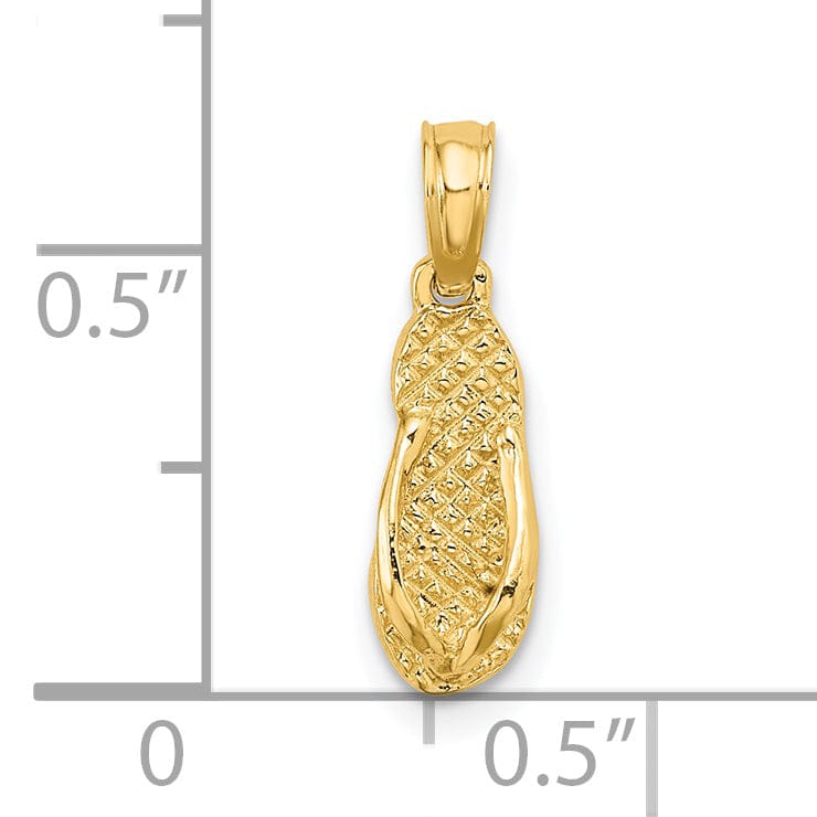 Lovely Rita's Pendants & Charms 14k Yellow Gold Polished Textured Finish 3-Dimensional JAMAICA Flip-Flop Sandle Charm Pendant