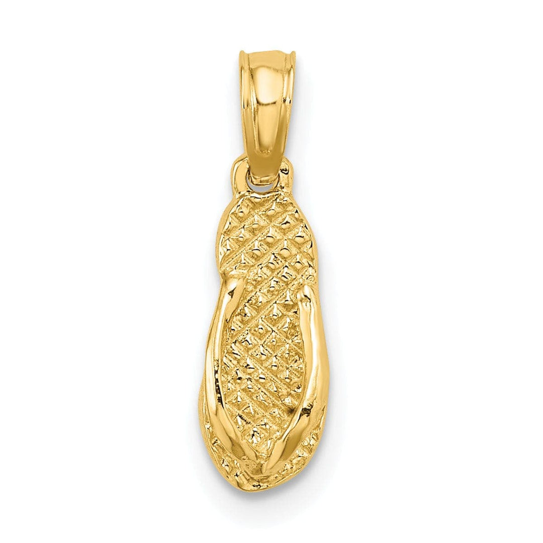 Lovely Rita's Pendants & Charms 14k Yellow Gold Polished Textured Finish 3-Dimensional JAMAICA Flip-Flop Sandle Charm Pendant