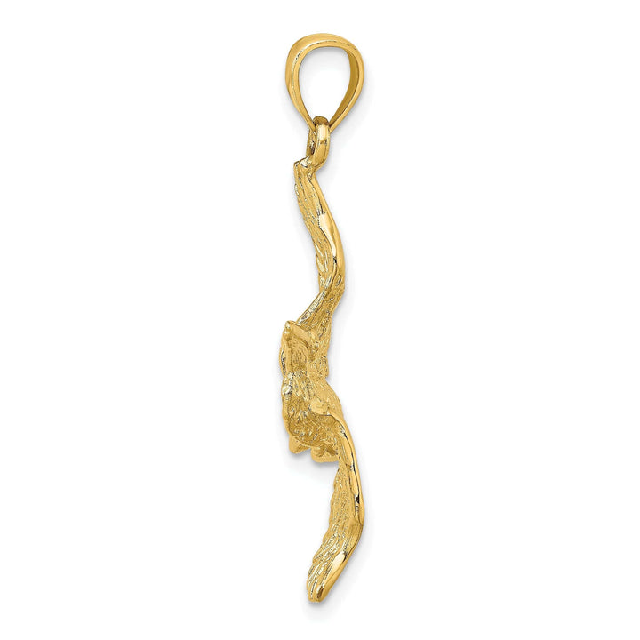 Lovely Rita's Pendants & Charms 14K Yellow Gold Polished Textured Finish 3-Dimensional Pelican in Flight Charm Pendant