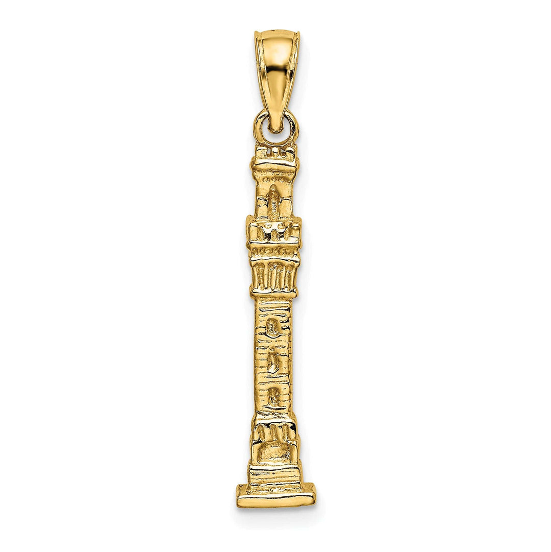 Lovely Rita's Pendants & Charms 14K Yellow Gold Polished Textured Finish 3-Dimensional Pilgrim Memorial Monument Charm Pendant