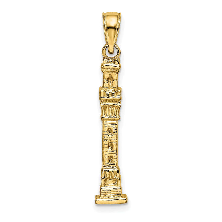 Lovely Rita's Pendants & Charms 14K Yellow Gold Polished Textured Finish 3-Dimensional Pilgrim Memorial Monument Charm Pendant