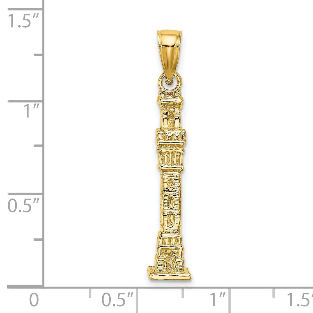 Lovely Rita's Pendants & Charms 14K Yellow Gold Polished Textured Finish 3-Dimensional Pilgrim Memorial Monument Charm Pendant