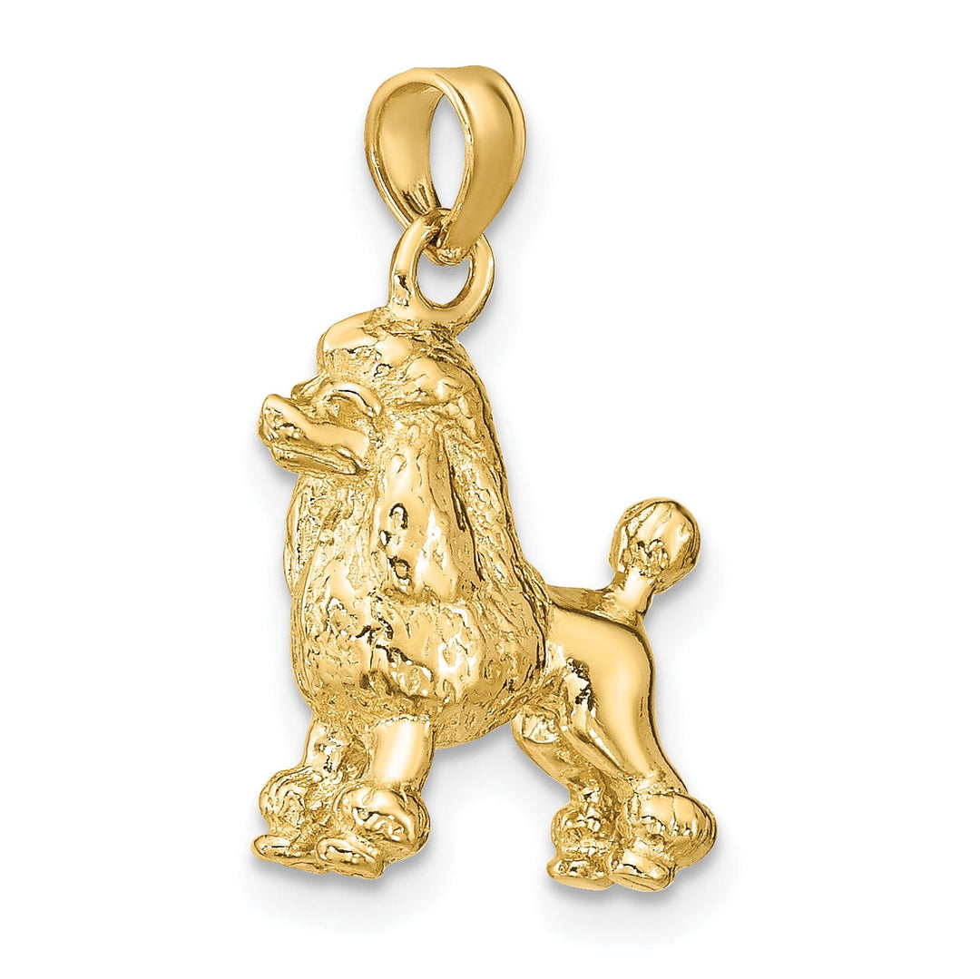Lovely Rita's Pendants & Charms 14K Yellow Gold Polished Textured Finish 3-Dimensional Poodle Dog Charm Pendant