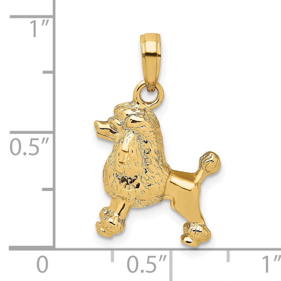 Lovely Rita's Pendants & Charms 14K Yellow Gold Polished Textured Finish 3-Dimensional Poodle Dog Charm Pendant