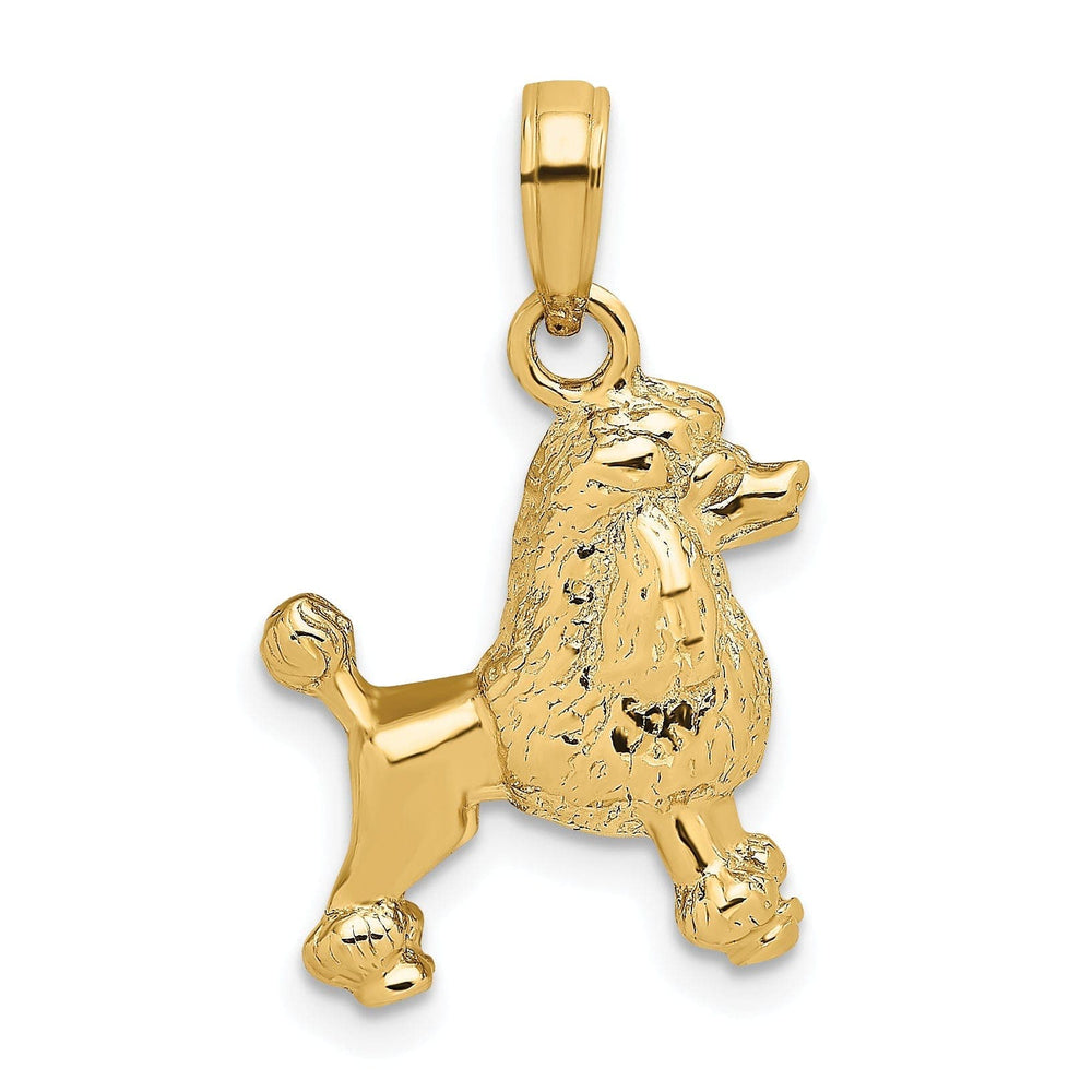 Lovely Rita's Pendants & Charms 14K Yellow Gold Polished Textured Finish 3-Dimensional Poodle Dog Charm Pendant