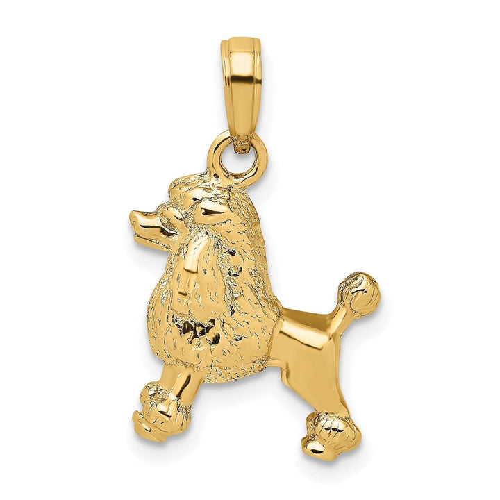 Lovely Rita's Pendants & Charms 14K Yellow Gold Polished Textured Finish 3-Dimensional Poodle Dog Charm Pendant