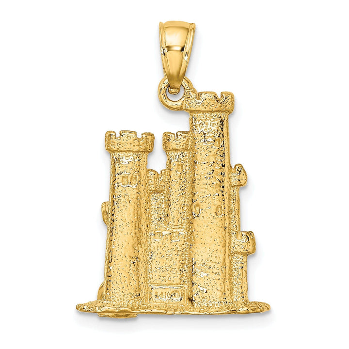 Lovely Rita's Pendants & Charms 14K Yellow Gold Polished Textured Finish 3-Dimensional Sand Castle with Shovel Charm Pendant