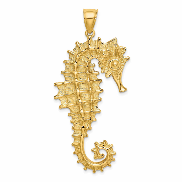 Lovely Rita's Pendants & Charms 14K Yellow Gold Polished Textured Finish 3-Dimensional Seahorse Charm Pendant