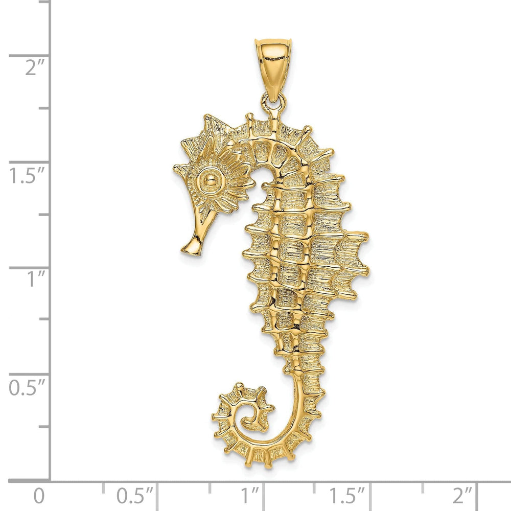 Lovely Rita's Pendants & Charms 14K Yellow Gold Polished Textured Finish 3-Dimensional Seahorse Charm Pendant