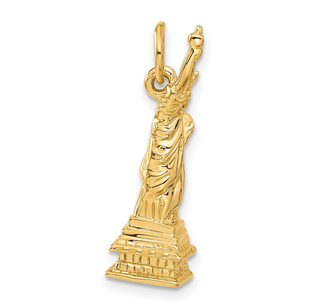 Lovely Rita's Pendants & Charms 14k Yellow Gold Polished Textured Finish 3-Dimensional Statue Of Liberty Charm Pendant