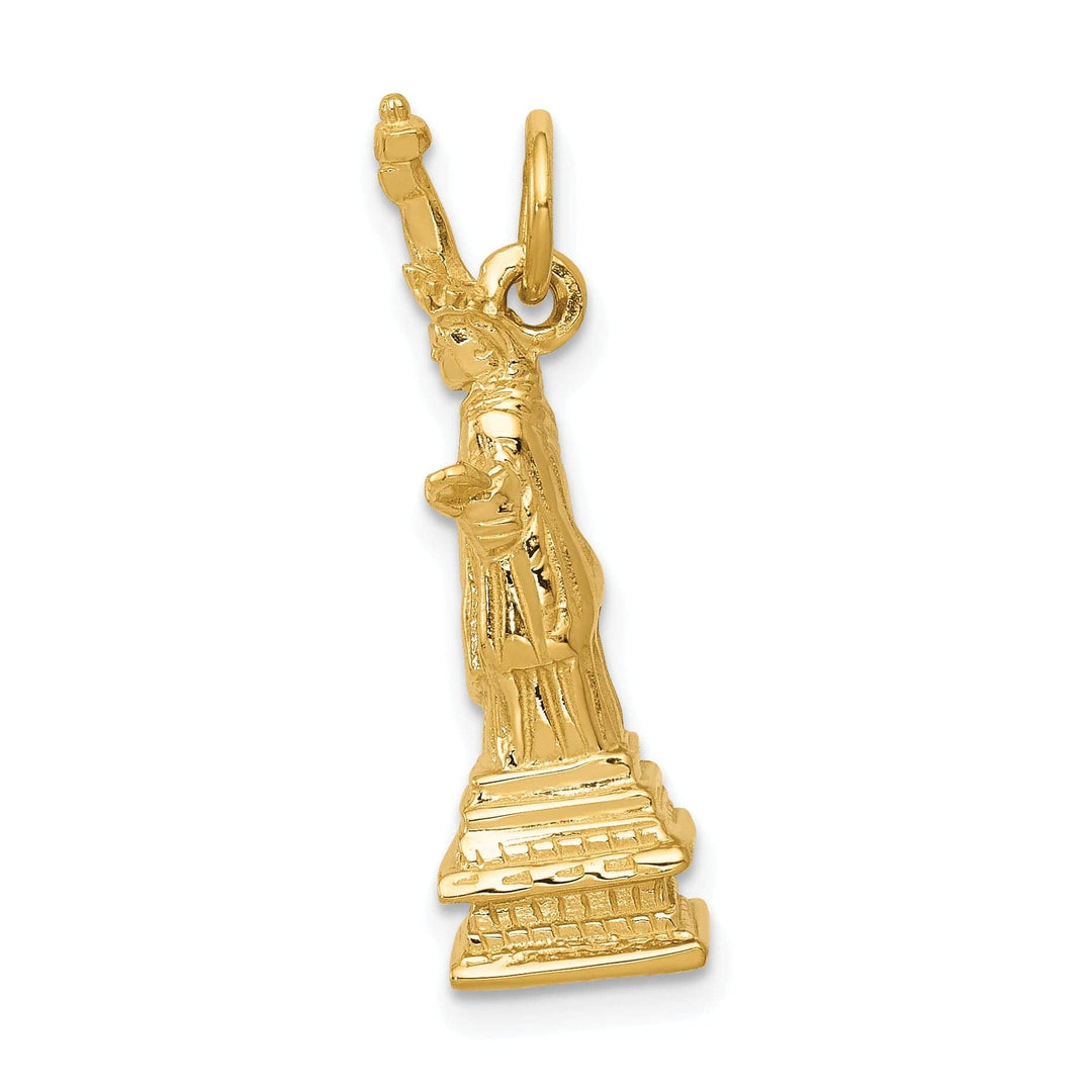Lovely Rita's Pendants & Charms 14k Yellow Gold Polished Textured Finish 3-Dimensional Statue Of Liberty Charm Pendant
