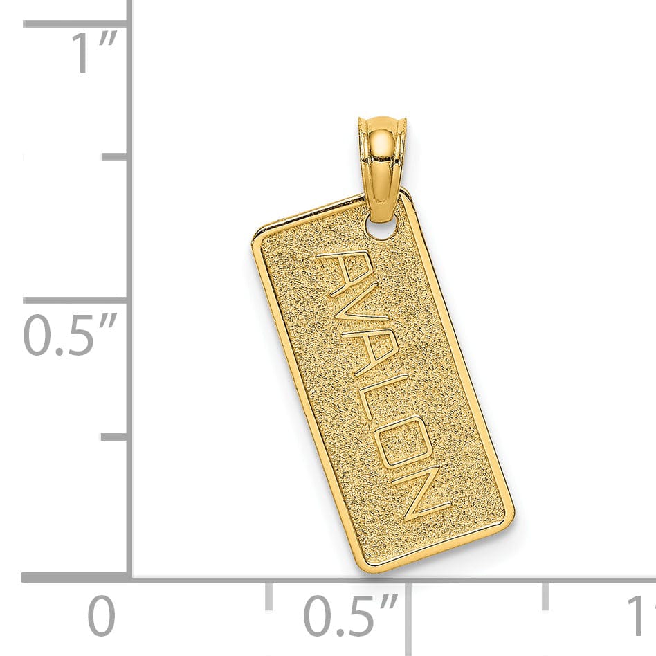 Lovely Rita's Pendants & Charms 14K Yellow Gold Polished Textured Finish AVALON License Plate Charm Pendant