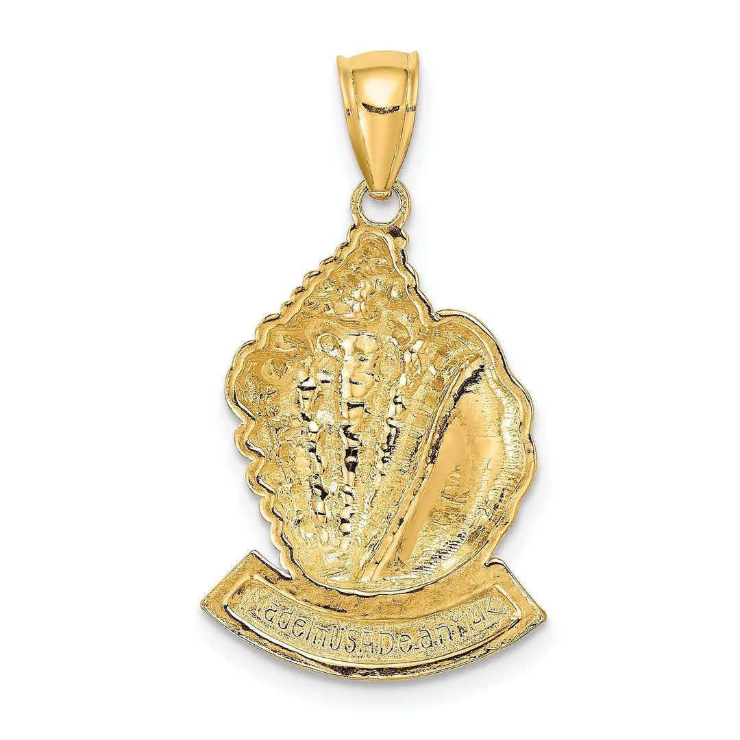 Lovely Rita's Pendants & Charms 14K Yellow Gold Polished Textured Finish BAHAMAS Conch Sea Shell Charm Pendant