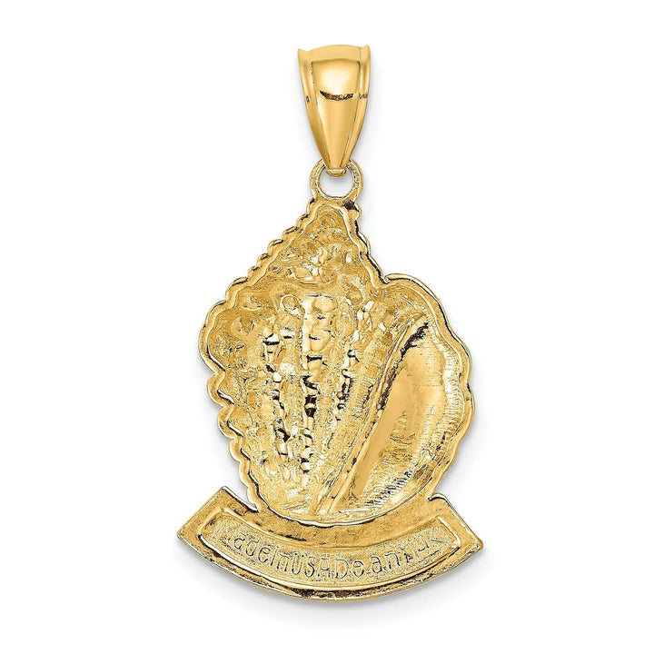 Lovely Rita's Pendants & Charms 14K Yellow Gold Polished Textured Finish BAHAMAS Conch Sea Shell Charm Pendant