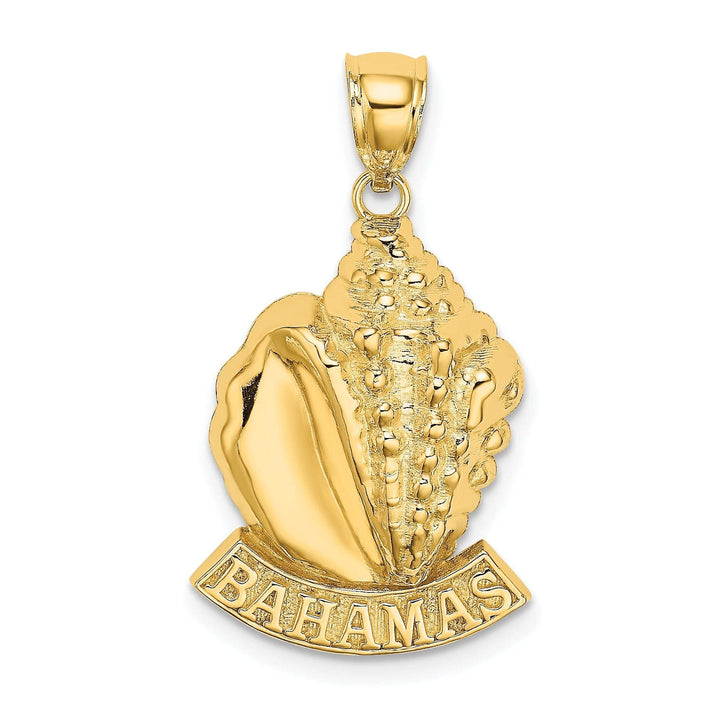 Lovely Rita's Pendants & Charms 14K Yellow Gold Polished Textured Finish BAHAMAS Conch Sea Shell Charm Pendant