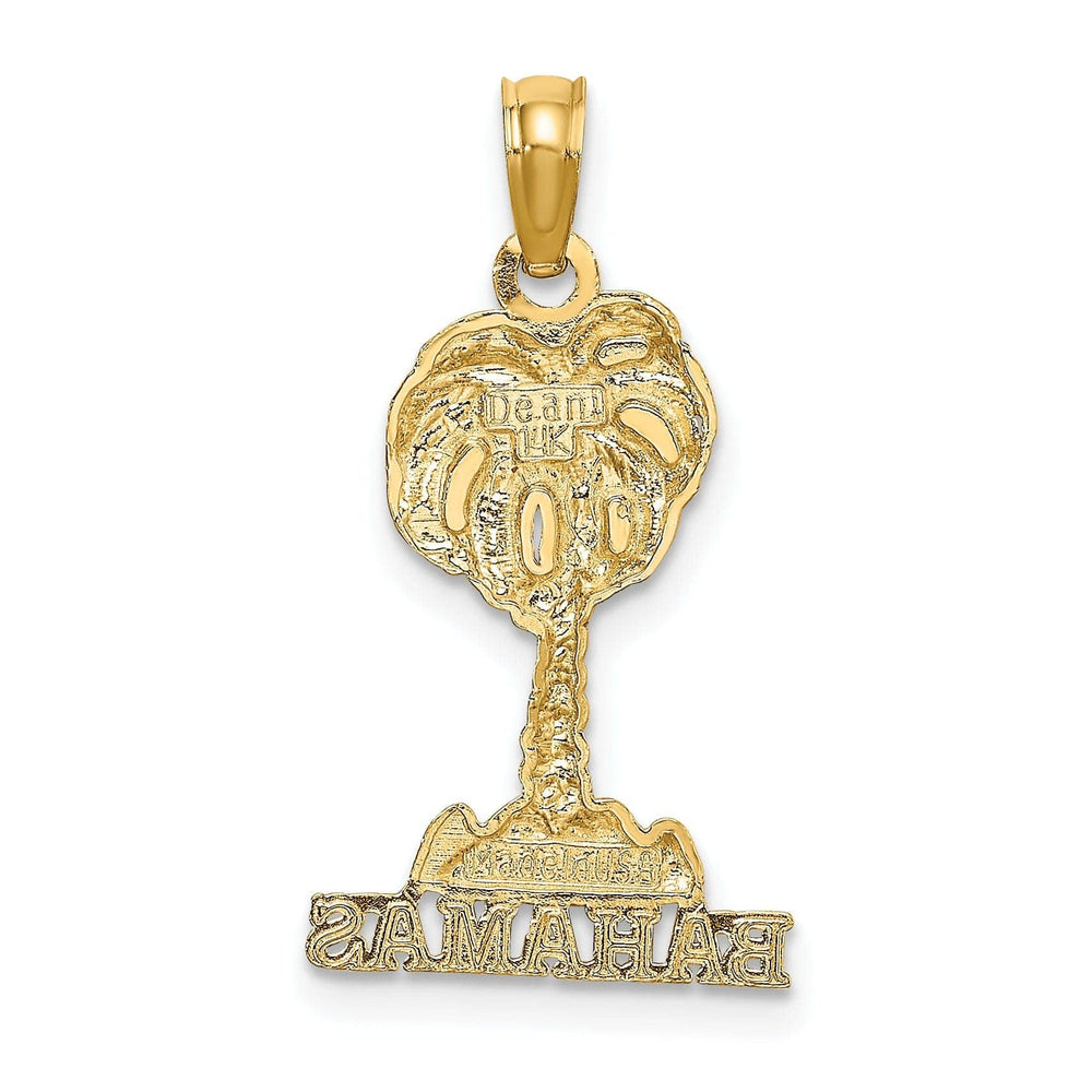 Lovely Rita's Pendants & Charms 14K Yellow Gold Polished Textured Finish BAHAMAS Under Palm Tree Charm Pendant