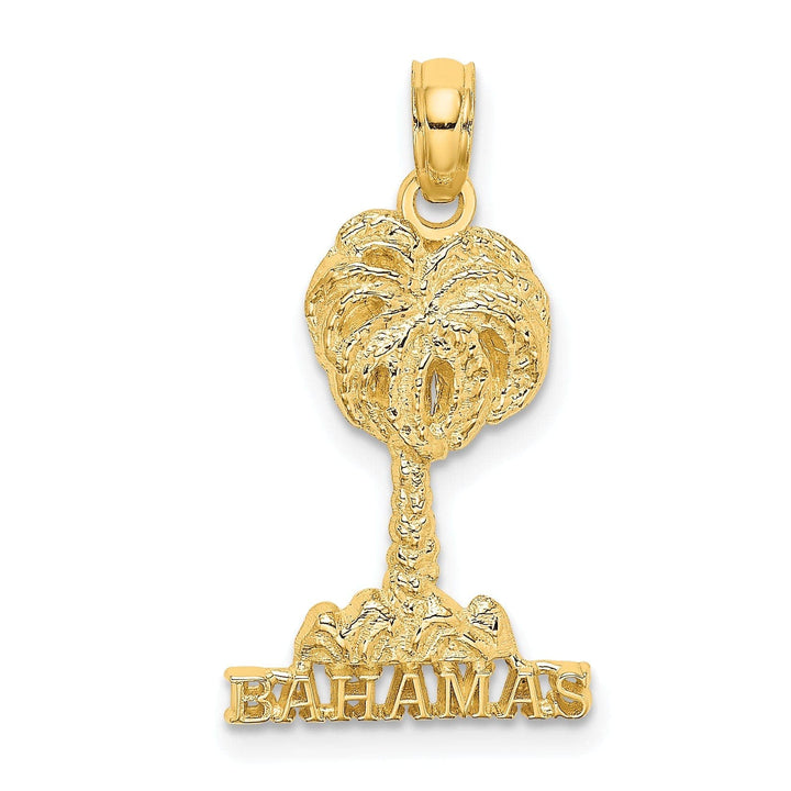 Lovely Rita's Pendants & Charms 14K Yellow Gold Polished Textured Finish BAHAMAS Under Palm Tree Charm Pendant