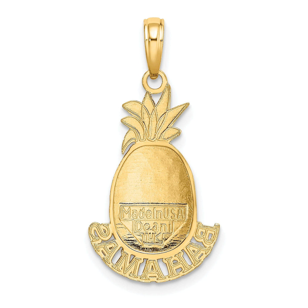 Lovely Rita's Pendants & Charms 14K Yellow Gold Polished Textured Finish BAHAMAS Under Pineapple Design Charm Pendant
