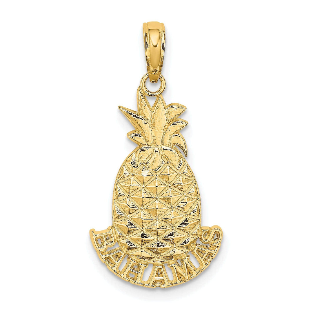 Lovely Rita's Pendants & Charms 14K Yellow Gold Polished Textured Finish BAHAMAS Under Pineapple Design Charm Pendant