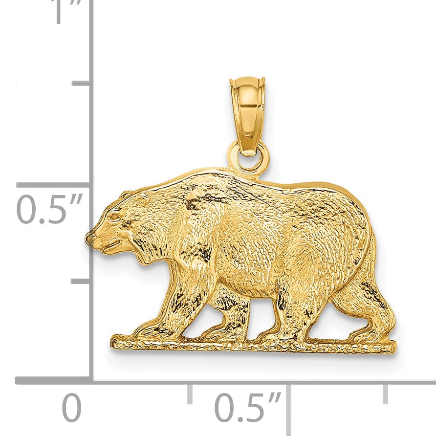 Lovely Rita's Pendants & Charms 14K Yellow Gold Polished Textured Finish Bear Charm Pendant