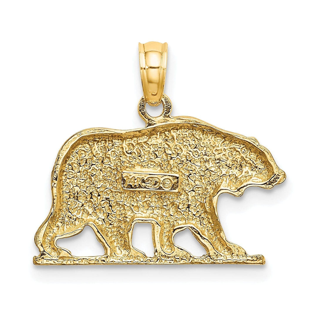 Lovely Rita's Pendants & Charms 14K Yellow Gold Polished Textured Finish Bear Charm Pendant