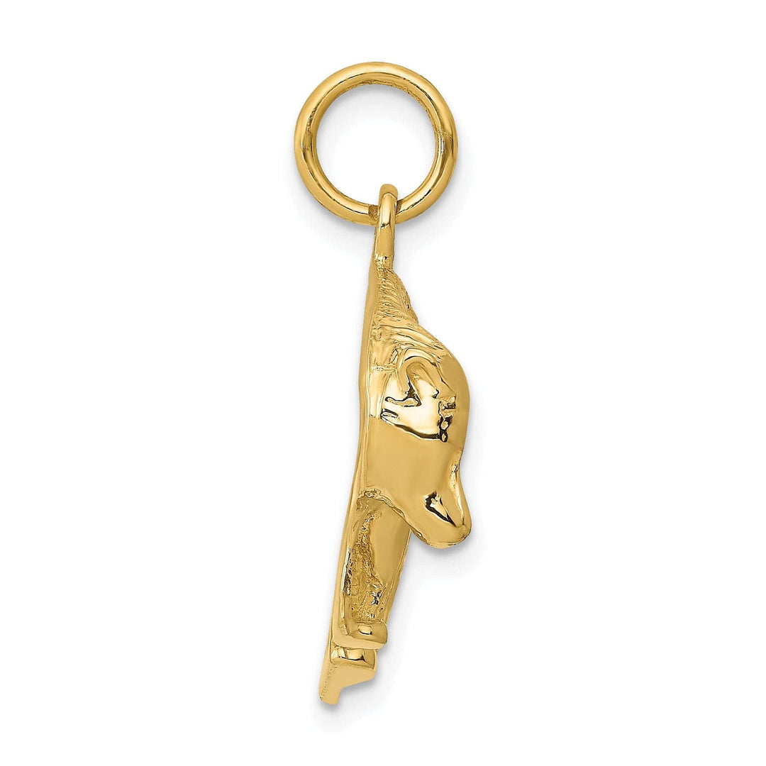 Lovely Rita's Pendants & Charms 14k Yellow Gold Polished Textured Finish Bear Walking Design Charm Pendant