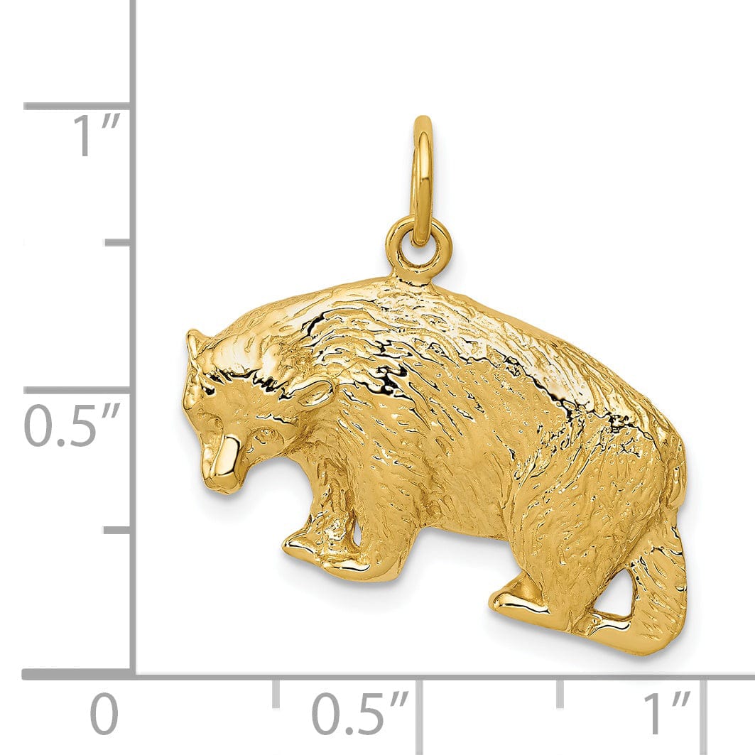 Lovely Rita's Pendants & Charms 14k Yellow Gold Polished Textured Finish Bear Walking Design Charm Pendant