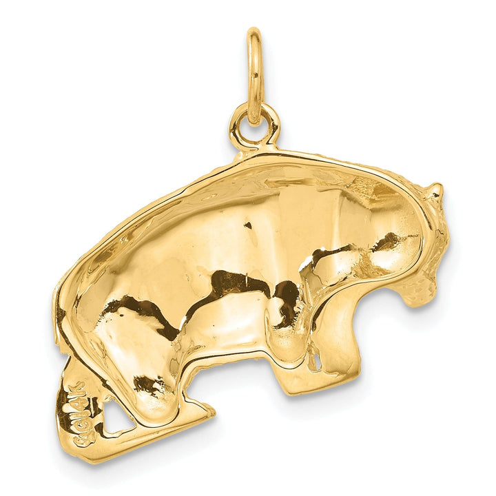 Lovely Rita's Pendants & Charms 14k Yellow Gold Polished Textured Finish Bear Walking Design Charm Pendant