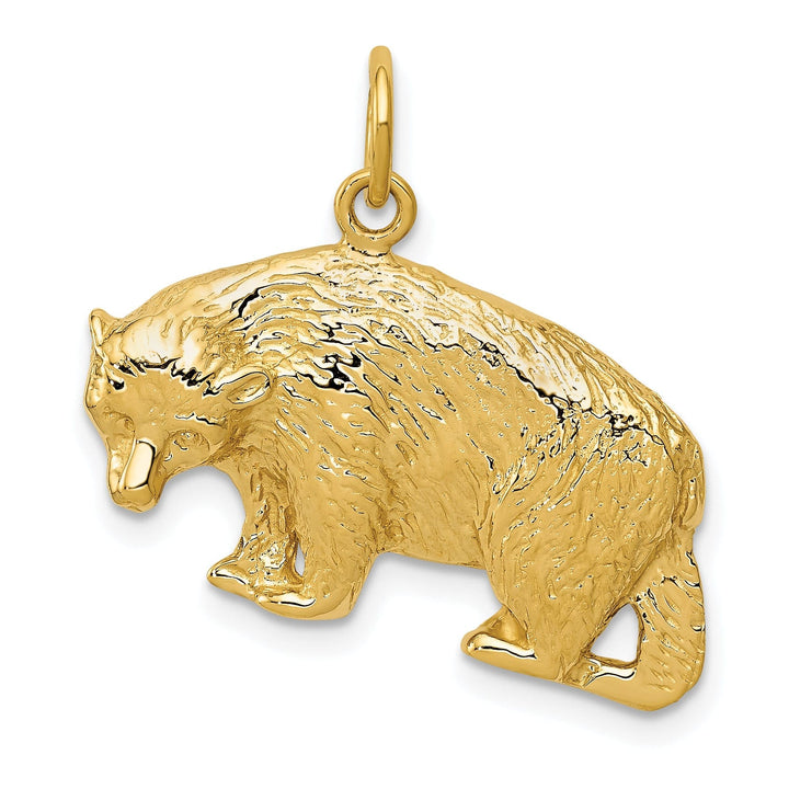 Lovely Rita's Pendants & Charms 14k Yellow Gold Polished Textured Finish Bear Walking Design Charm Pendant