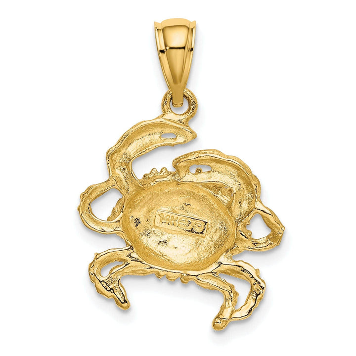 Lovely Rita's Pendants & Charms 14k Yellow Gold Polished Textured Finish Blue Claw Crab Charm Pendant