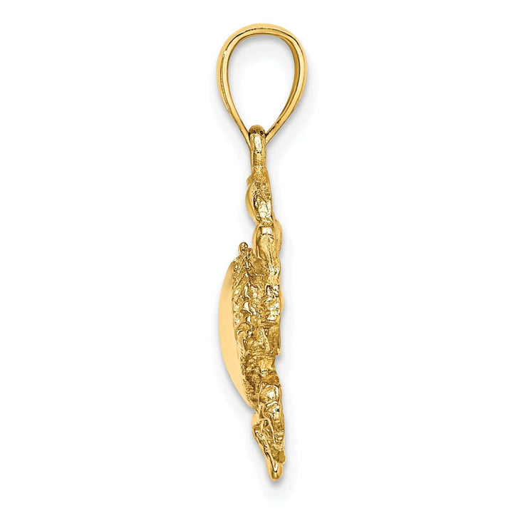 Lovely Rita's Pendants & Charms 14k Yellow Gold Polished Textured Finish Blue Claw Crab Charm Pendant
