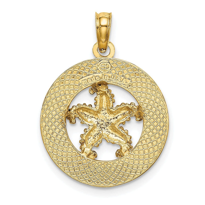 Lovely Rita's Pendants & Charms 14K Yellow Gold Polished Textured Finish BOOTHBAY HARBOR Starfish in Circle Design Charm Pendant