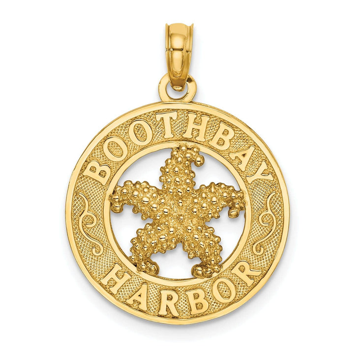 Lovely Rita's Pendants & Charms 14K Yellow Gold Polished Textured Finish BOOTHBAY HARBOR Starfish in Circle Design Charm Pendant