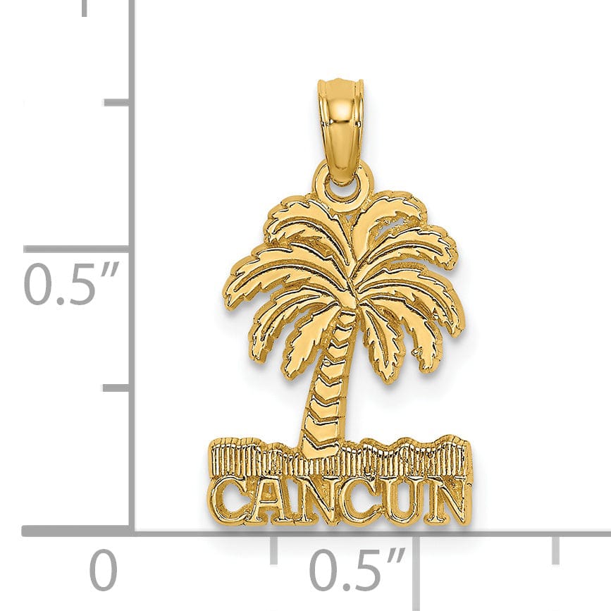 Lovely Rita's Pendants & Charms 14K Yellow Gold Polished Textured Finish CANCUN Under Palm Tree Charm Pendant