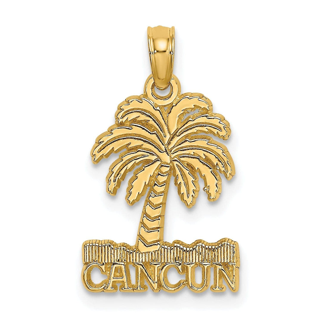 Lovely Rita's Pendants & Charms 14K Yellow Gold Polished Textured Finish CANCUN Under Palm Tree Charm Pendant